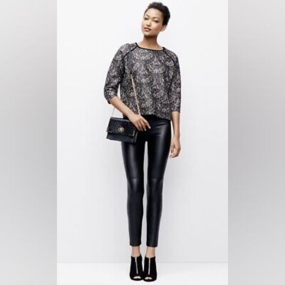 Ann Taylor Black Faux Leather Leggings - Picture 2 of 5